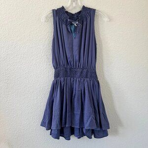 Tcec Womens Tunic Boho Sleeveless Tiered Blue Dress S